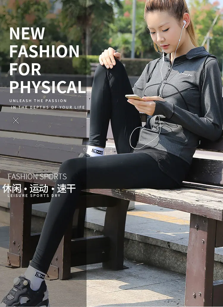 

Women Corp Yoga Shirt Sports Yoga Running Zipper Jacket Fitness Tracksuits Training Coat Long Sleeve Sweatshirts With Hoodies