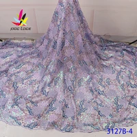 wedding dress fabrics beaded and sequins light purple elegant best selling nigerian french african latest design sequence