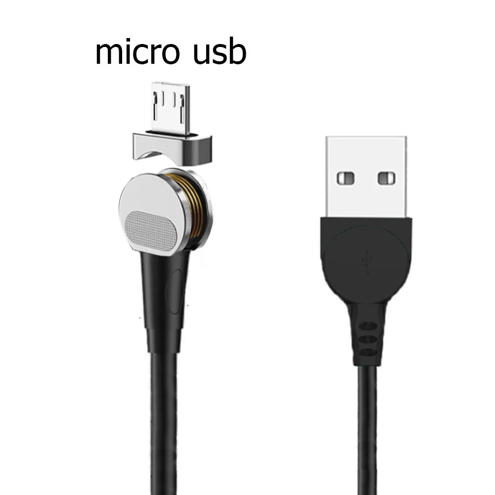 Магнитный usb-кабель 5 V/9 V/12 V 180 A зарядный кабель градусов Lightning/type-C/Micro USB порт вращающийся кабель для передачи данных для мобильного телефона