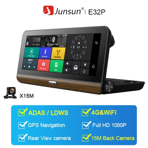 E32P 15M Back Camera Junsun E31P Pro Автомобильный видеорегистратор Камера 4G ADAS 7,8" Android OS gps навигатор регистратор видео видеорегистратор с двумя камерами s morror - Название цвета: E32P 15M Back Camera