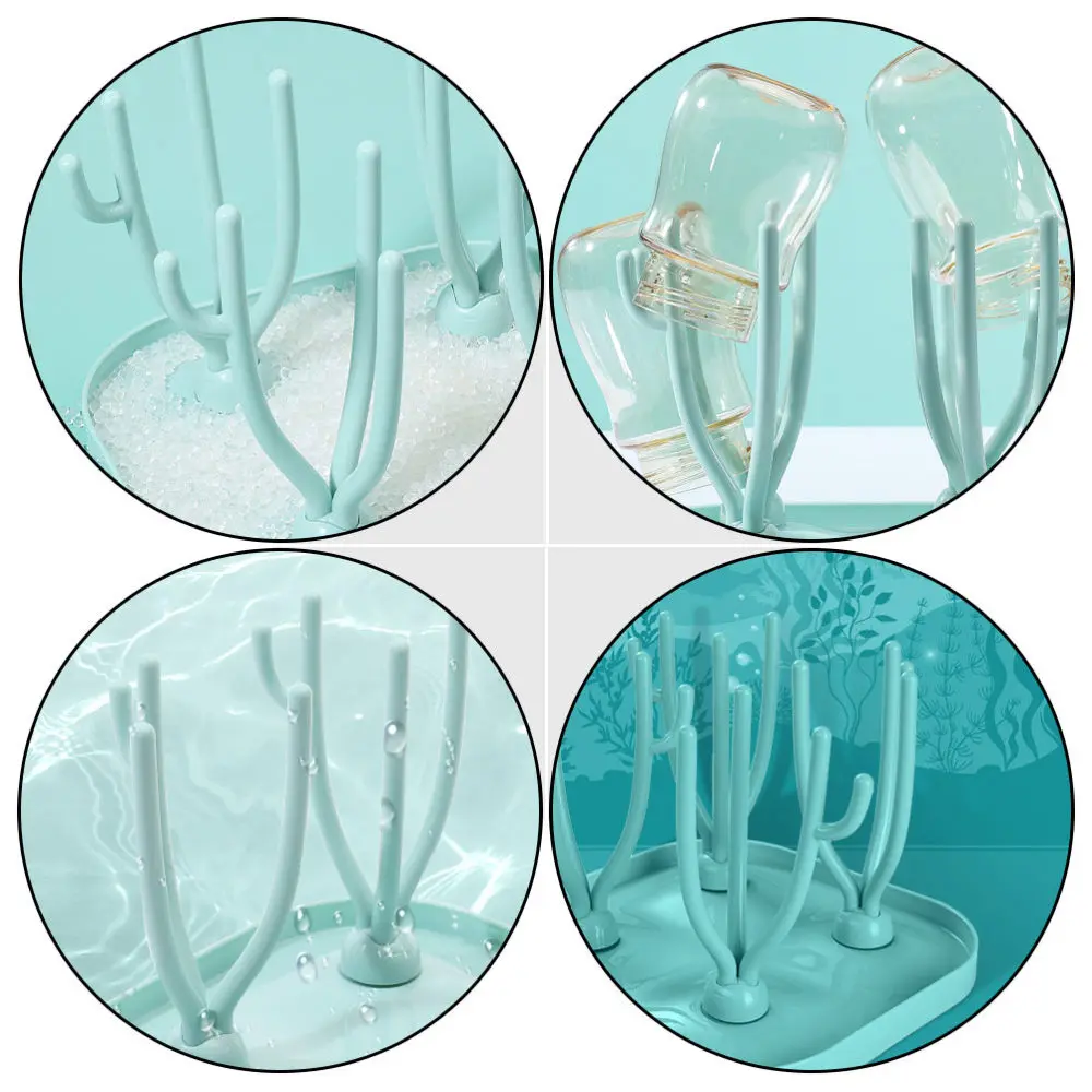 

1pc Baby Bottle Drying Rack Feeding Drying Cup Rack Storage Rack (Green)