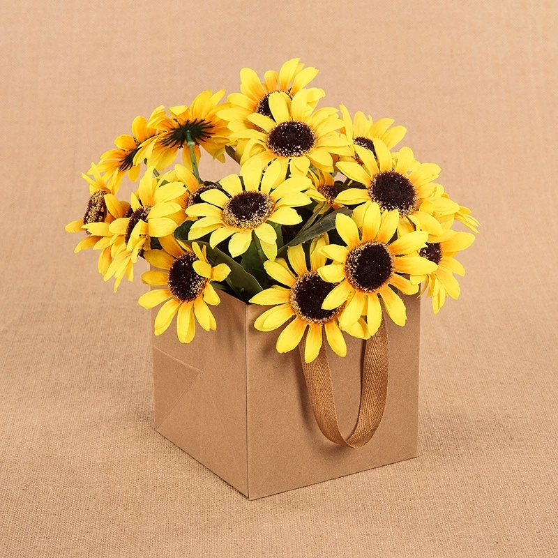 Цветочный магазин крафт бумажный пакет большая переносная сумка с квадратным