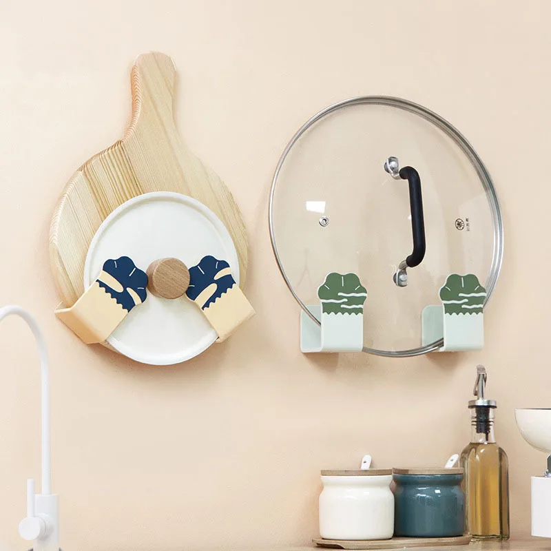 

2PCS/Set Of Pot Cover Storage Rack Countertop Punch-Free Wall-Mounted Storage Rack Home Kitchen Bathroom Rack Accessories Tool