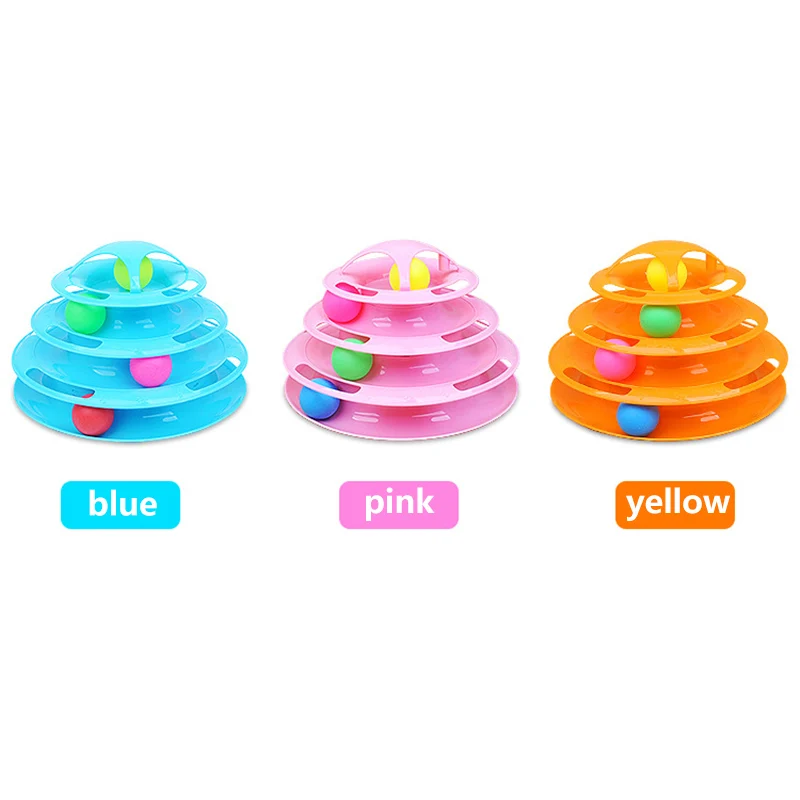 Funny Interactive Cat Toys 4-layer Turntable Toy Catching Ball Game 4-Level Tower Tracks | Дом и сад