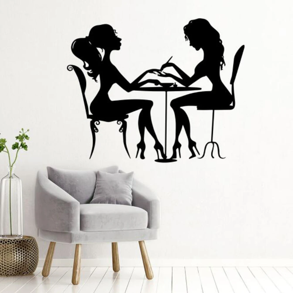 Настенные виниловые наклейки для девочек и женщин маникюрного магазина дивана |