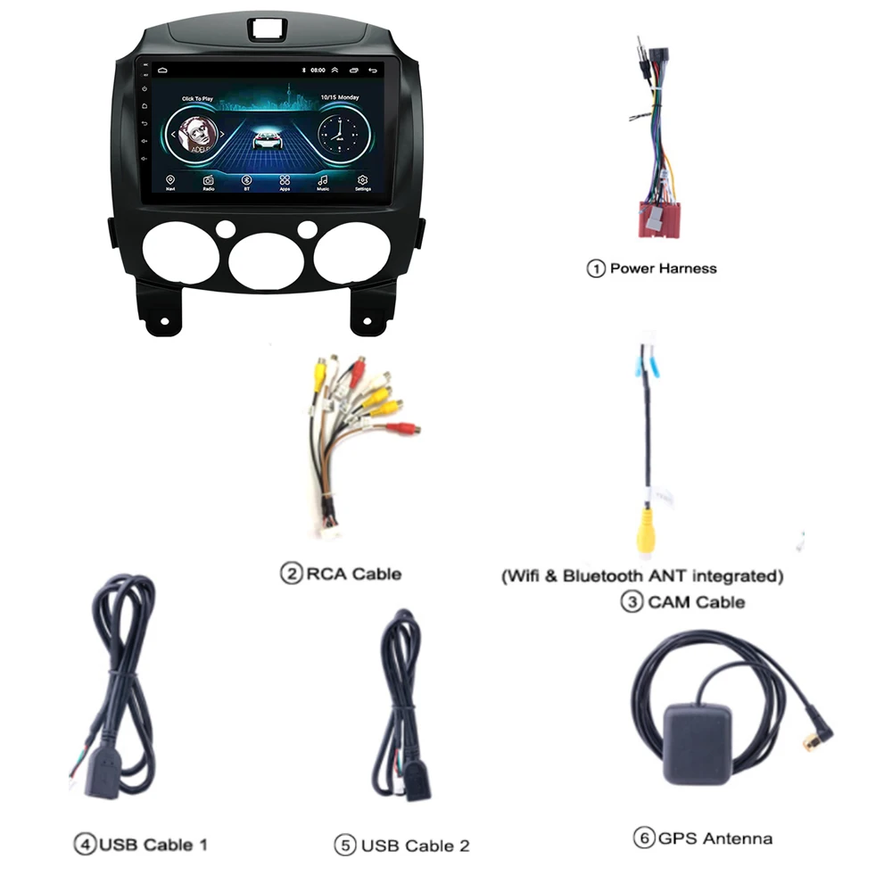 Авто радио для mazda 2 2007 2014 мультимедийная система авто аудио GPS навигация FM am USB 1 din