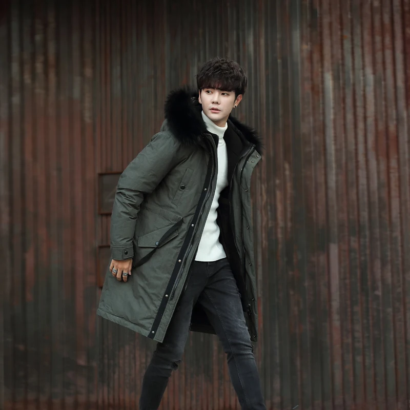 2020 New Winter Duck Down Jacket Men Camouflage Long Coat Raccoon Fur Collar Warm Men's Jackets 19001 KJ3446 | Мужская одежда