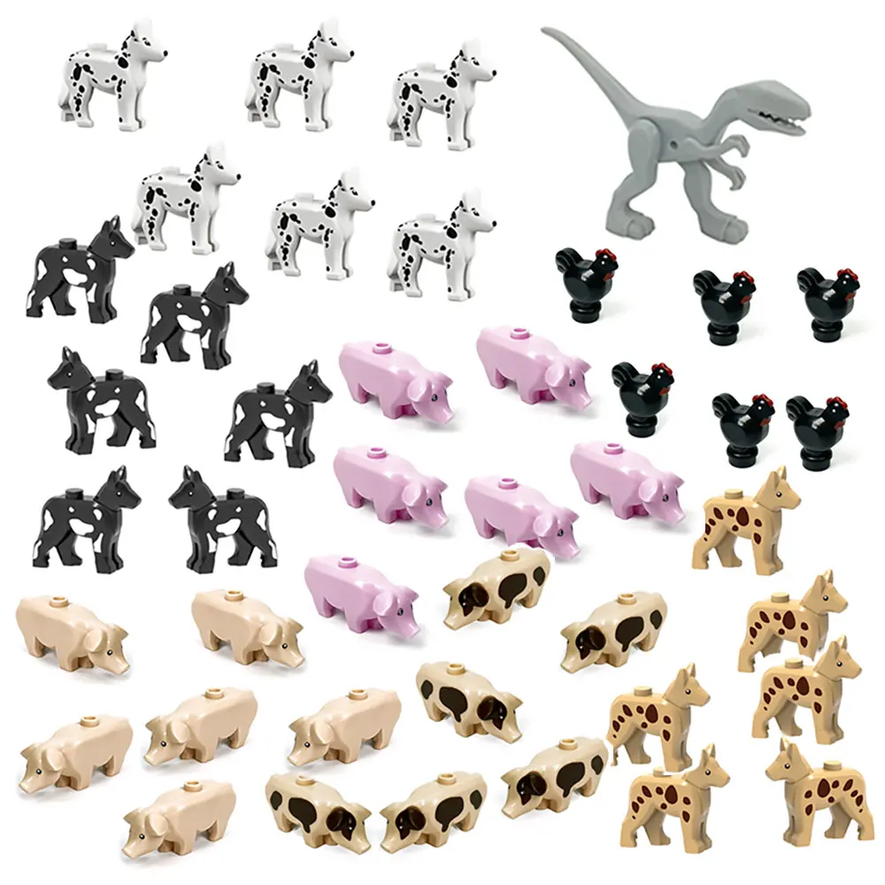 

MOC Animals Assemble Dinosaur Dog Chicken Rabbit Pig Figures Models Building Blocks Diy Toys Children Kids Gifts Classic Bricks