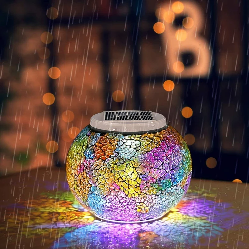 

Color-Changing Mosaic Solar Lamp Outdoor Decoration Solar Table Lamp Waterproof Multi-Color LED Glasses Night Light