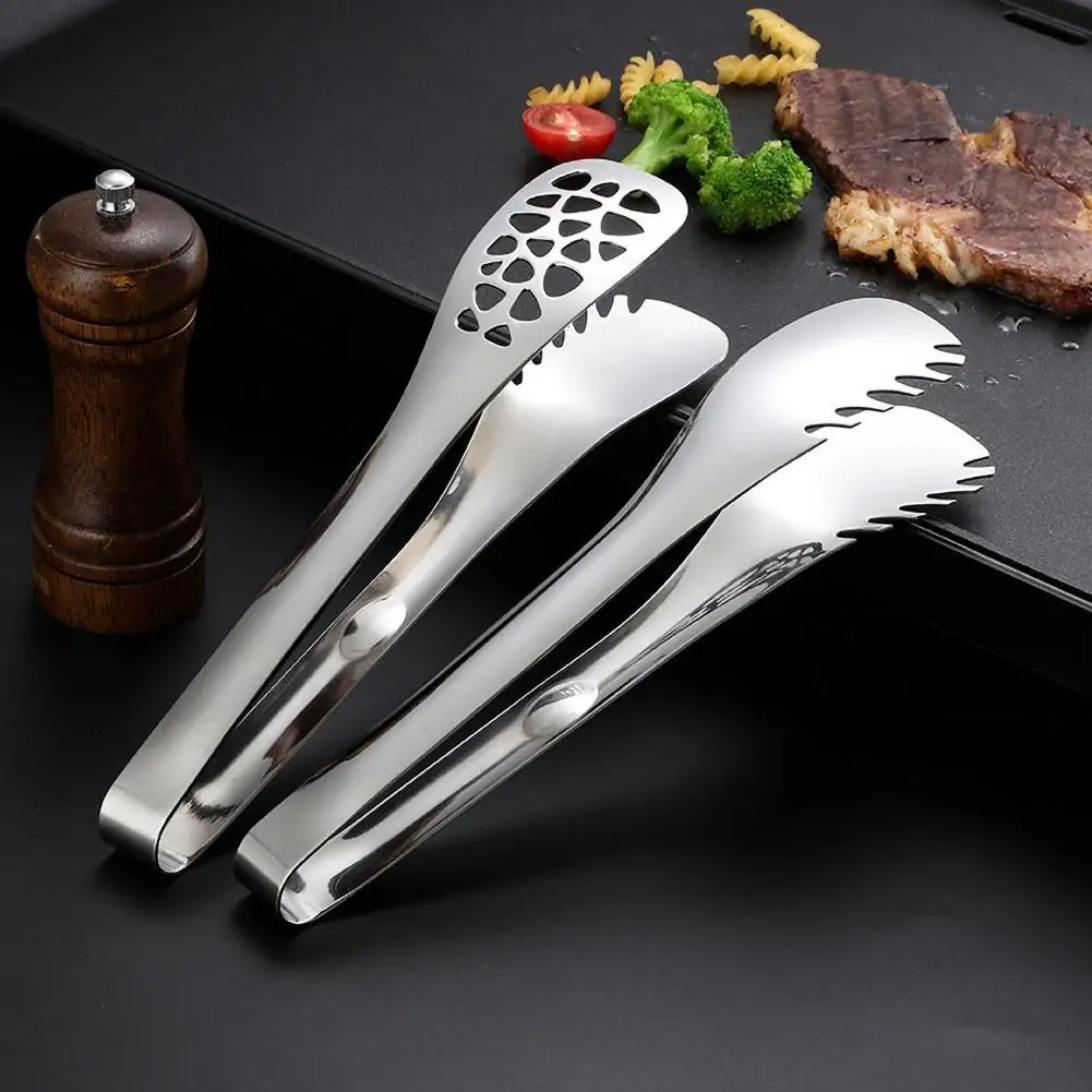 

2Pcs Stainless Steel Food Bread Steak Tongs Kitchen Catering Buffet Serving Tool
