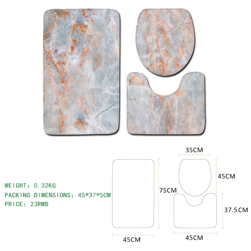 3 шт./компл. Ванная комната коврик Мрамор комплект Нескользящая подставка коврики