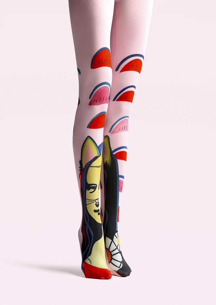 VP уникальные чулки Колготки с рисунком арбуза Мона Лиза высококачественные