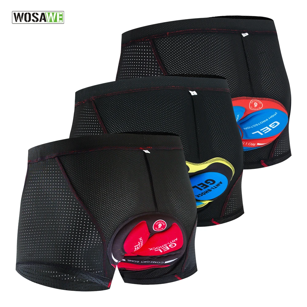 

WOSAWE Men's Cycling Underwear Breathable Gel Pad Shockproof Road MTB Bike Underpant Man Bicycle Cycling Under Shorts
