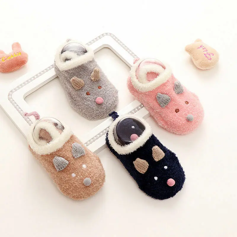

Newborn Infant Baby Boy Girls Anti Slip Shoes Cartoon Cotton Slipper Boots Socks Cartoon Warm Shoes Anti-slip Slipper 6-24 M