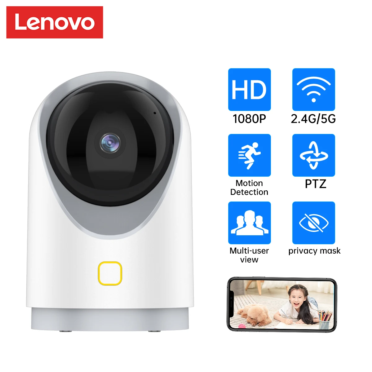 

Lenovo 2.4G/5G Wifi Camera 1080P Security Camera Wireless CCTV Camera Surveillance P2P Baby Monitor For Home Security