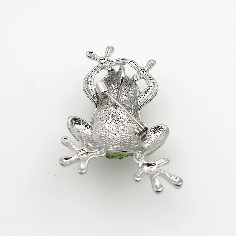 Роскошная зеленая Хрустальная брошь с дизайном лягушка цепочкой цвета розового