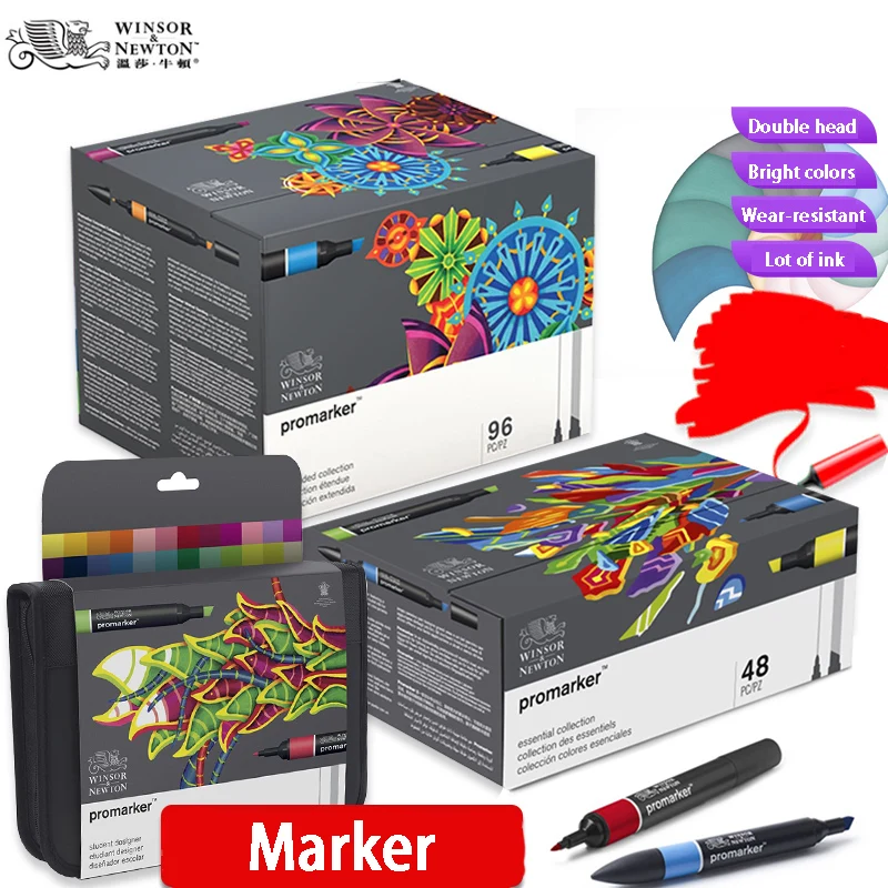 WINSOR & NEWTON Promarker 6/12/24/48/96 цветов Набор двойные/Двойные наконечники на спиртовой