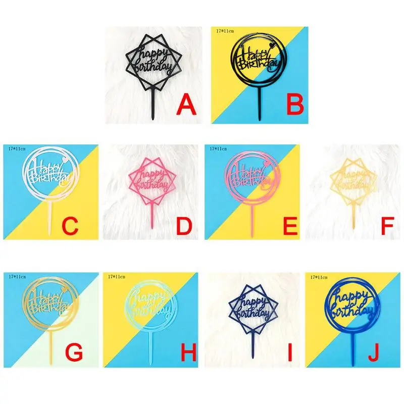 1 шт. блеск Топпер для торта С Днем Рождения из акрила и с принтом в виде букв Цвет