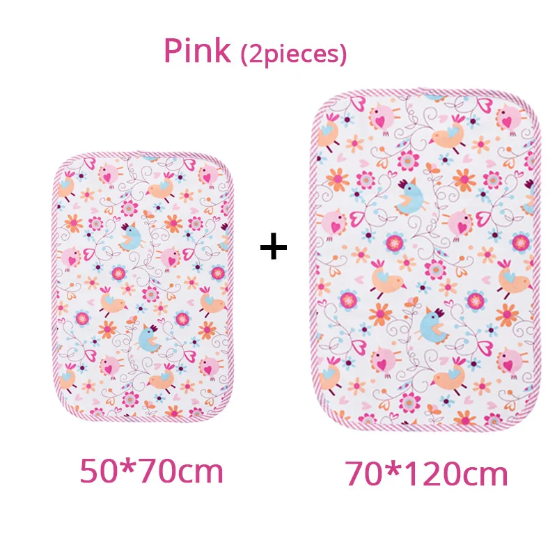 M and L Pink 2pieces Пеленальный Коврик для младенцев, моющийся Водонепроницаемый Матрас С мультипликационным принтом, пеленальный коврик, коврики, подушка, многоразовые пеленки - Цвет: M and L Pink 2pieces