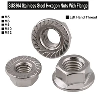sus304 hexagon nuts with flange left hand thread m5 m6 m8 m10 m12
