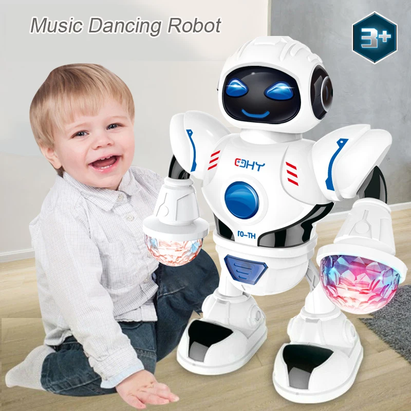 LED Flashing With Music Moving Kids Gift Smart Electronic Space Battery Operated Dancing Robot Walking Toys Funny Birthday Light | Игрушки и