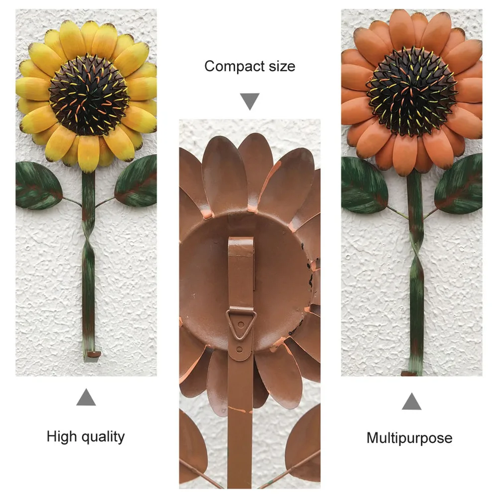 

2pcs Sunflower Shaped Storage Hangers Home Room Wall-mounted Storage Hooks