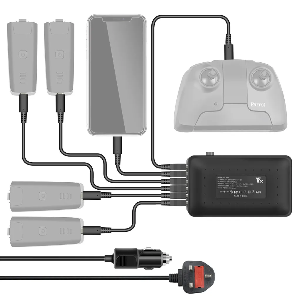 6-в-1 Для дрона Parrot ANAFI мульти-аккумуляторы быстрая зарядка адаптер и аксессуары