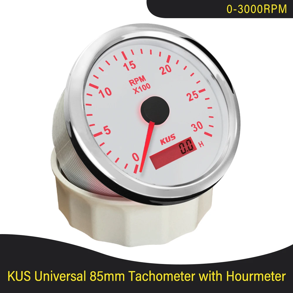 New KUS Marine Tachometer Gauge with LED Hourmeter Boat Truck Car RV Waterproof RPM Tacho Meter 3000 85mm Speed Ration | Автомобили и