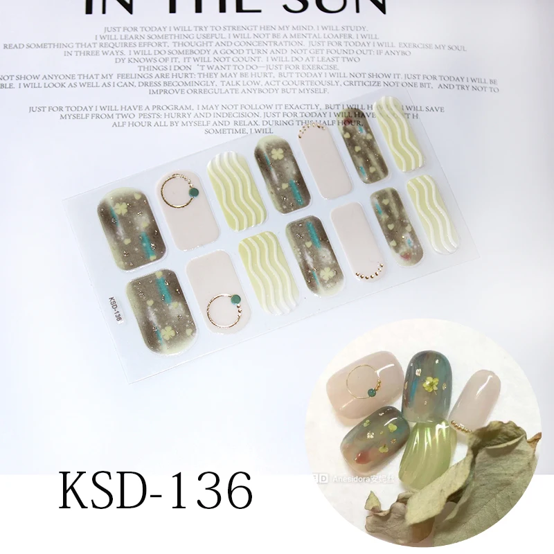 New Stickers Glitter KSD Series Irregular Sequins Nail Decals Full Cover Adhesive Nail Art Stickers Manicure for Kids Women