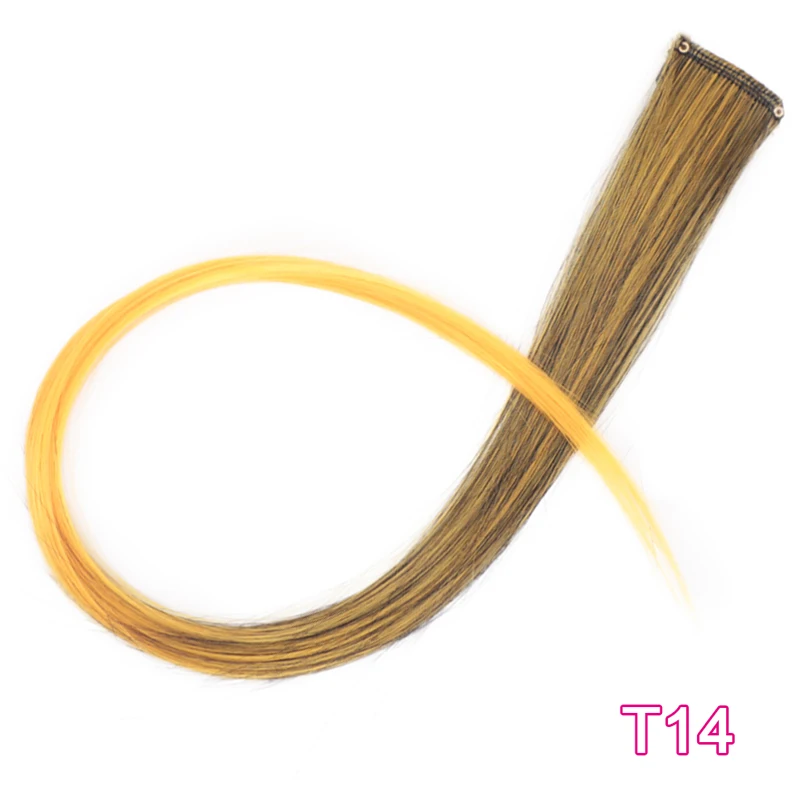 T14 AISIBEAUTY, волосы для наращивания на одной клипсе, Длинные прямые, цвета радуги, синтетические волосы для наращивания, Омбре, серый, блонд, розовый - Цвет: T14