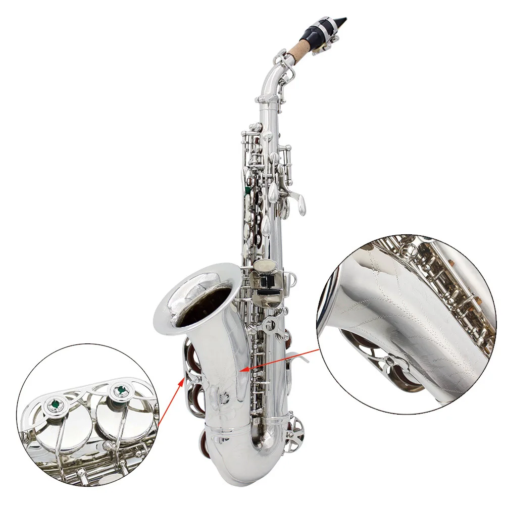 LADE латунный золотой вырезанный узор Bb изгиб Althorn Soprano саксофон Саксофон жемчужный