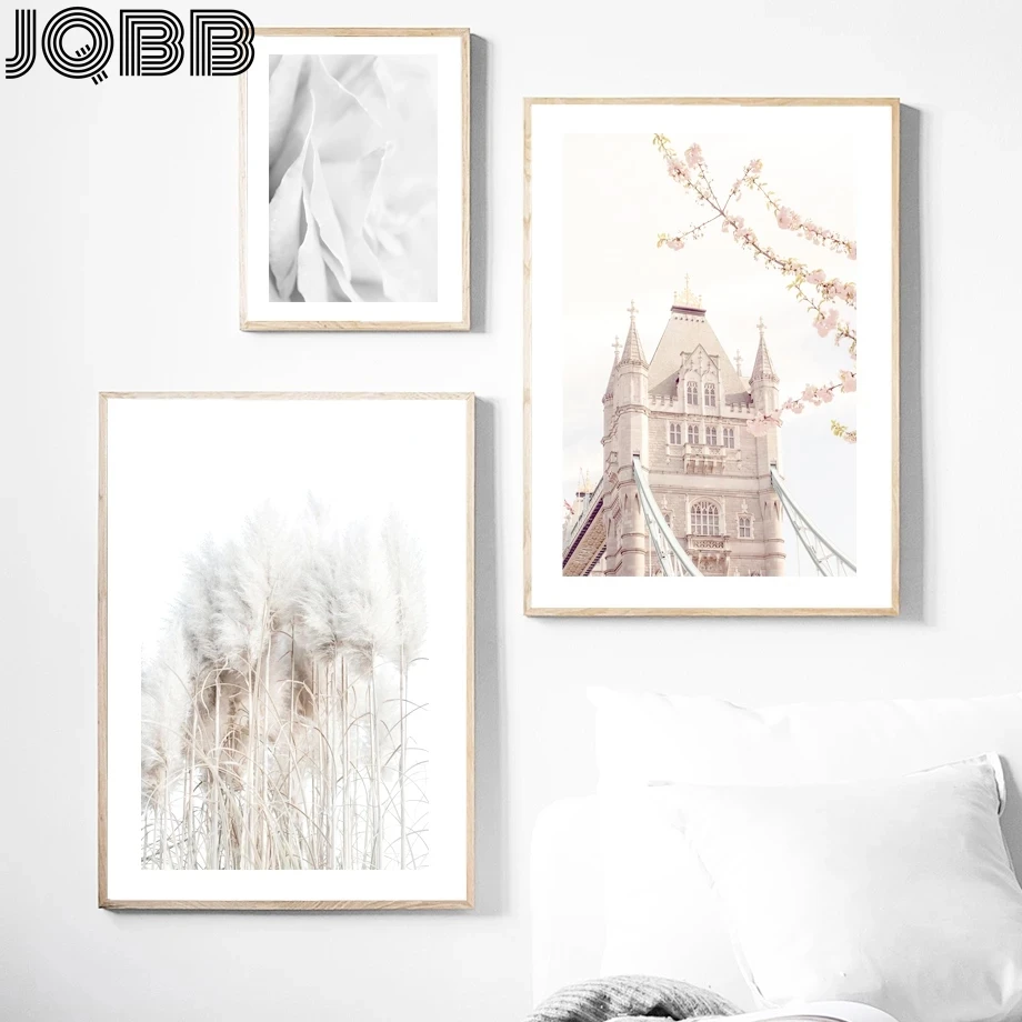 Настенная Картина на холсте лондонская башня мост язычковые цветы перо