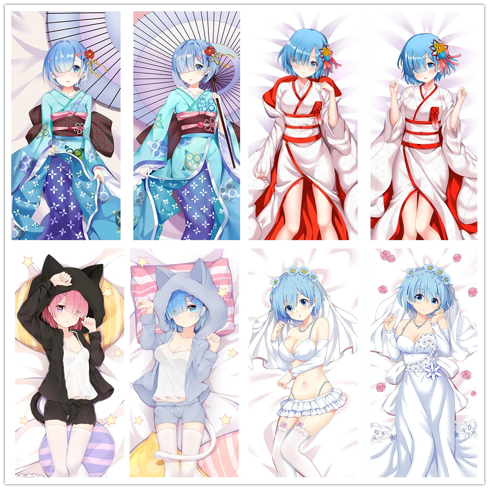 

Re Zero kara Hajimeru Isekai Seikatsu Ram Rem Emily Dakimakura body Pillowcase Cushion Case Cover