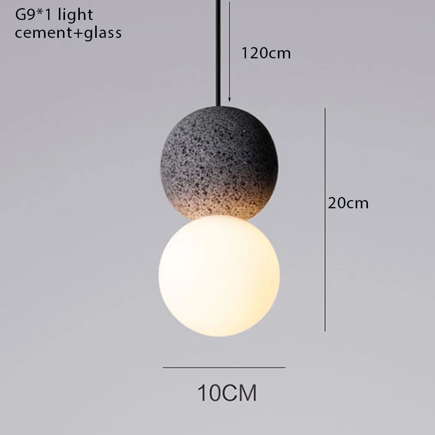 

2020 Design Cement Pendant Light Hanging Lamp Restaurant Cafe Industrial Lamp Simple Creative Dining Room Kitchen Glass Modern