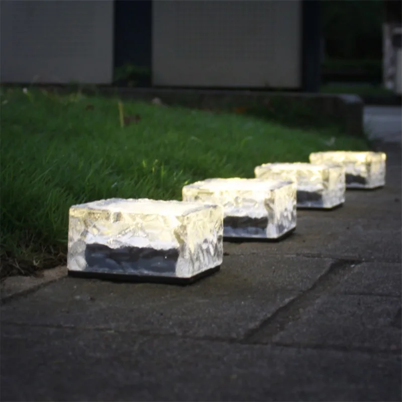 OUFULA солнечные подземные светильники 4LED ледовые кирпичные огни домашние