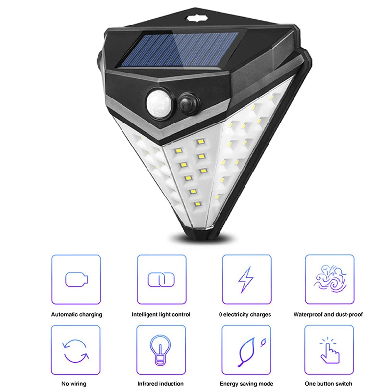 38 LED ромбовидная форма солнечный свет сада Открытый 3 режима Солнечная настенная