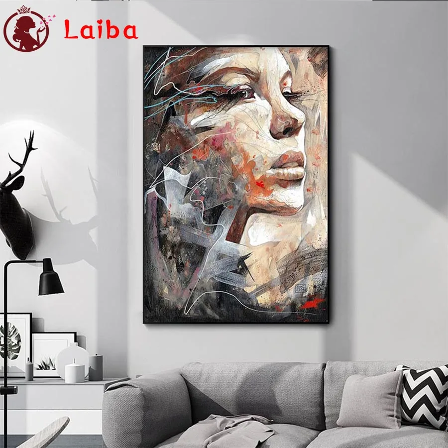 

Новая 5D круглая алмазная живопись, абстрактное искусство, модная женская наклейка, алмазная вышивка «сделай сам», украшение для дома, мозаи...