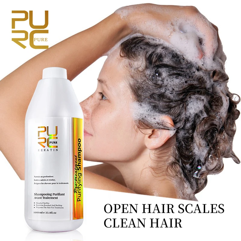 PURC 1000ml Purifying Shampoo Keratin Hair Teatment Repair Damaged Deep Cleaning Shampoo Professional Hair Salon Products