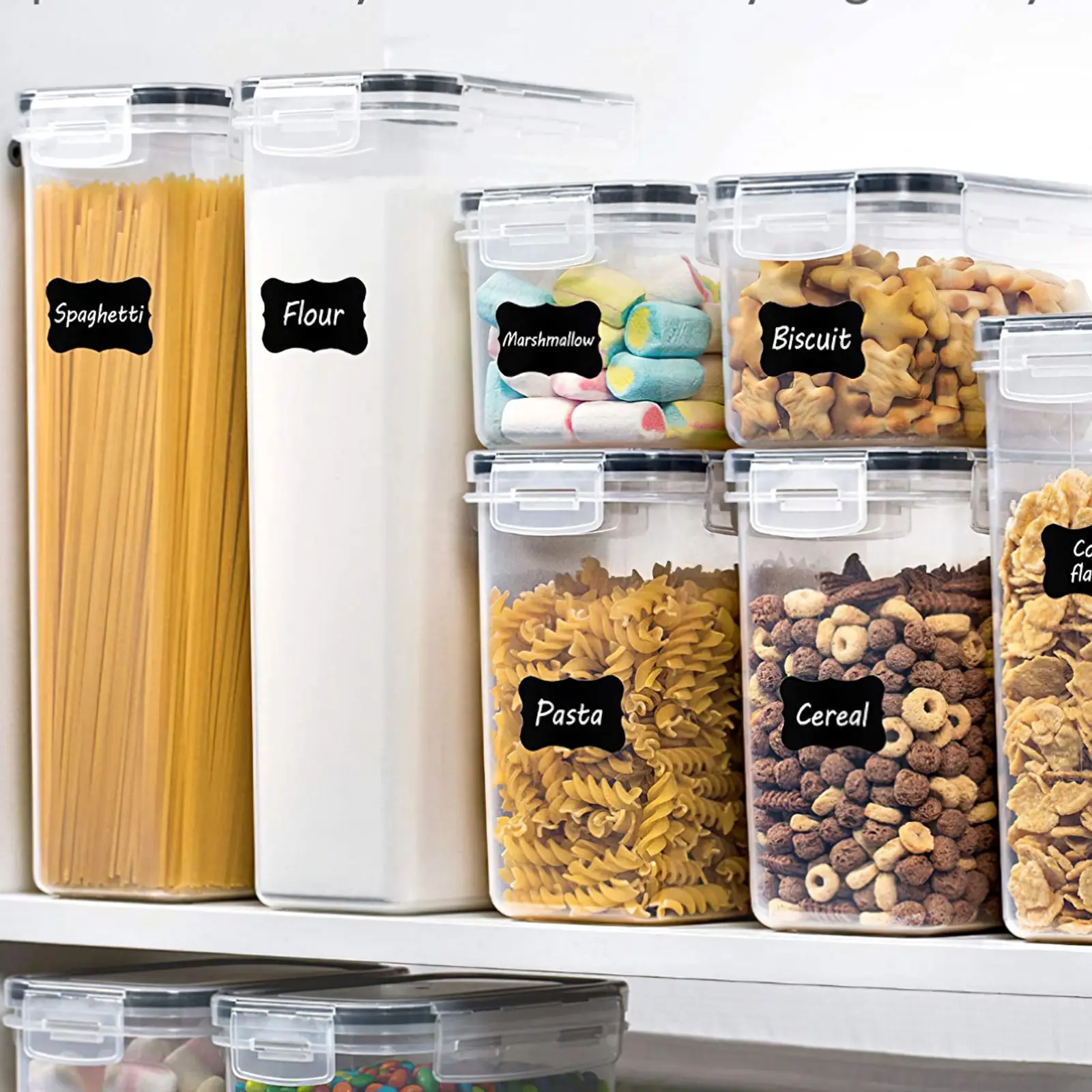 

7Pcs Food Storage Container Plastic Kitchen Refrigerator Noodle Box Multigrain Storage Tank Transparent Sealed Cans