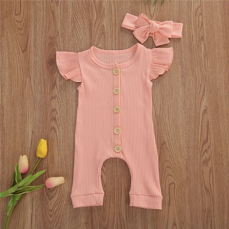 Модные комбинезоны для маленьких девочек летние милые однотонные однобортные