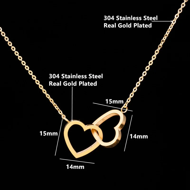 Модные ожерелья с двойным сердцем подвески для женщин любовь свадебные