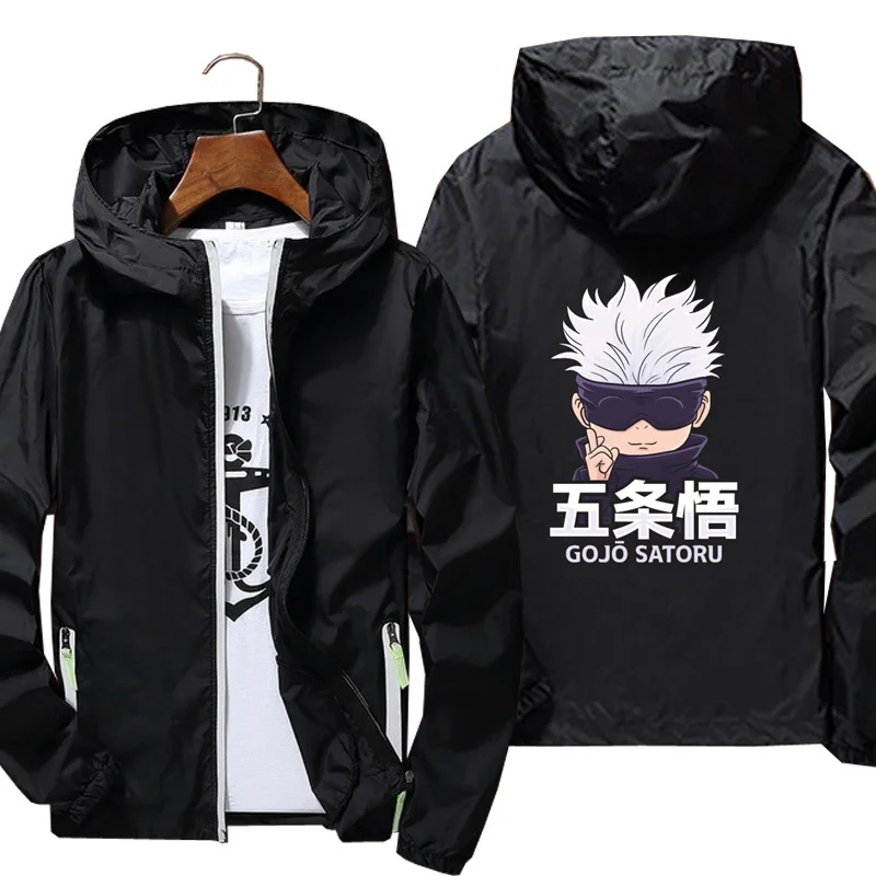 

2021 jackets for men jujutsu kaisen Satoru Gojo Windbreak jacket Reflective Skin Sun Spring Autumn brand jacket printing