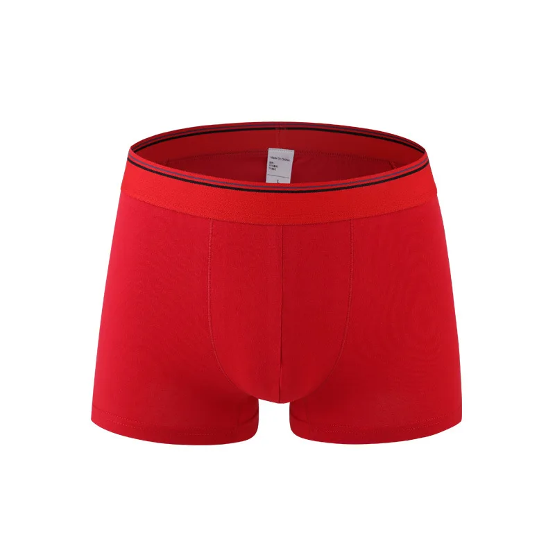 

95% Cotton 3 Pcs One Lot Men's Underwear Pure Cotton Underwear Men's Boxers Solid Color Middle Waist 21-738