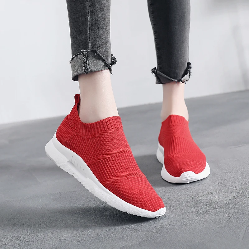 Tenis Feminino Tenis Mujer 2020 Women Tennis Shoes slip on black red Female Trainer Chaussure Femme Students Tennis Flat Sneaker