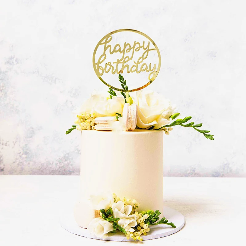 Розовый Золотой Топпер для торта С Днем Рождения акриловые торты флажки