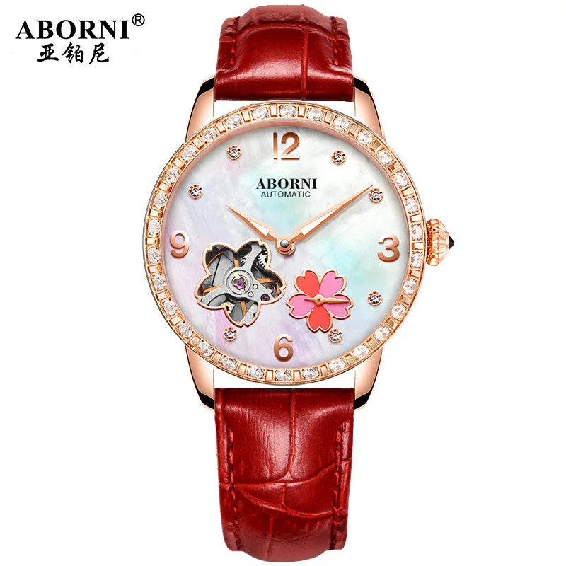 

2021 Mechanical Watch Women Bracelet Watch Automatic Wristwatch Leather Stainless Steel Band Female Clock Chic Reloj Mujer