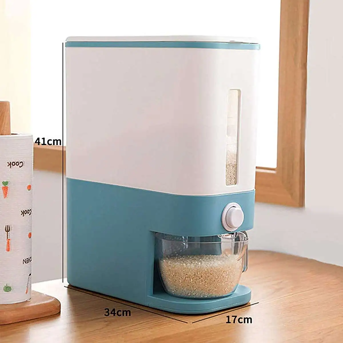 

12KG Sealed Rice Bucket Dispenser Box Transparent Visible Moisture Proof Grain Powder Boxes Storage Food Grain Rice Container