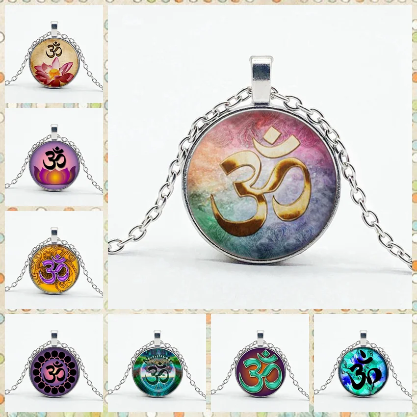 

Most Popular Sacred Amulet OHM OM AUM Buddhist Zen Glass Pendant Necklace Accessories Gifts for Christians