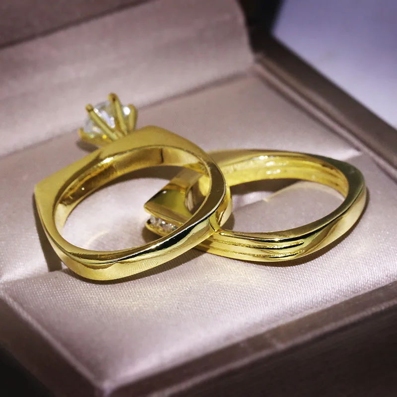 

14K Yellow Gold Ring for Women Anillos Diamond Engagement Wedding Ring 14K Gold Ring for Jewelry Women Diamond Wedding Nose