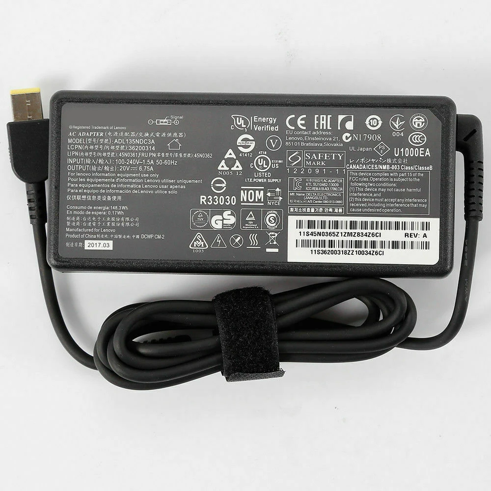 20 в 6.75A 135 Вт адаптер переменного тока подходит для Lenovo T440p T530 T540p W540 Y50 Y70|Адаптеры